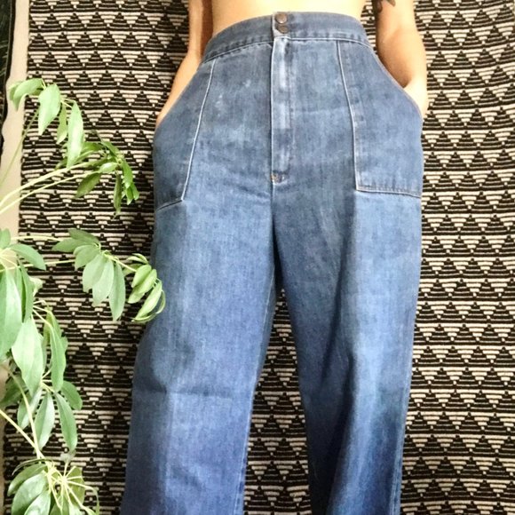 Vintage Denim - vtg Hi-rise wide leg 60s-vibe jeans